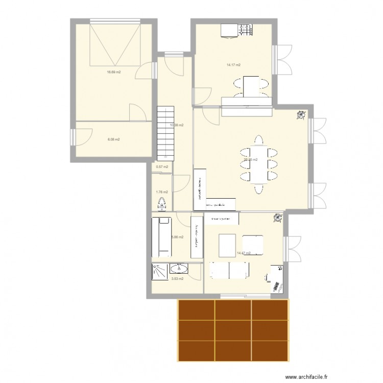 Maison St Cyprien aménagement rez de chaussée. Plan de 0 pièce et 0 m2