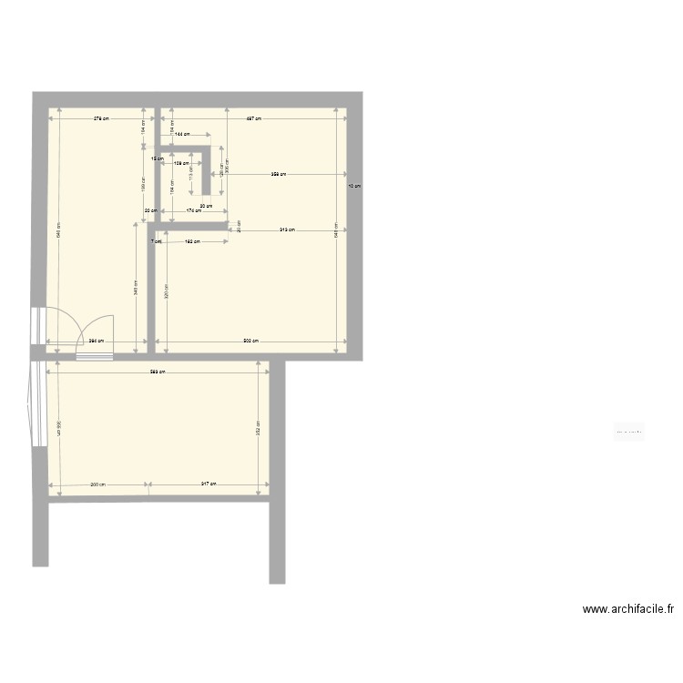 Appartement 29  RDC Murs verts. Plan de 2 pièces et 69 m2