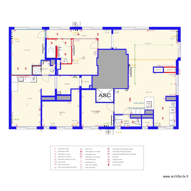 BLRPlanFinalRadiateursEtElectricité2. Plan de 0 pièce et 0 m2