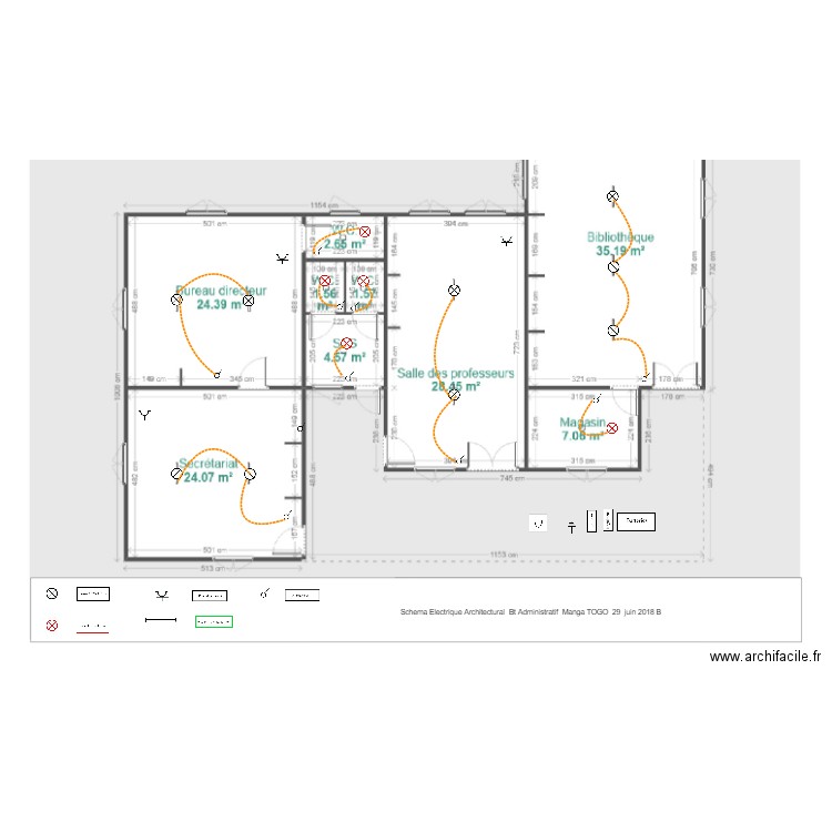 Schema Electrique Architectural Bt Administratif Manga TOGO 29  juin 2018. Plan de 0 pièce et 0 m2