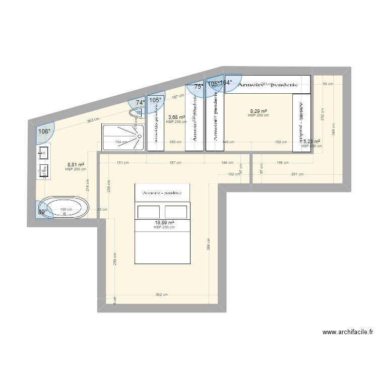 CONDORCET 5. Plan de 5 pièces et 45 m2