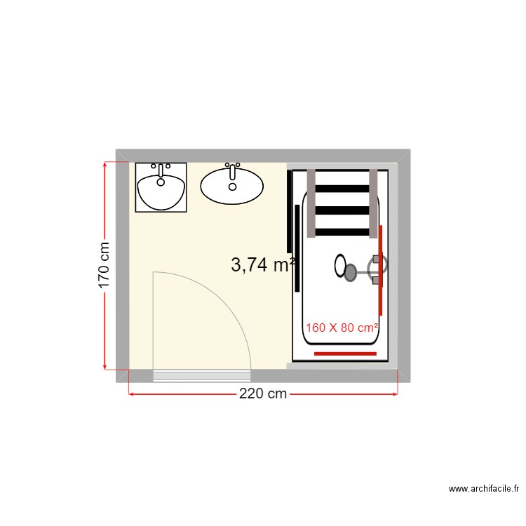 GONZALEZ plan projeté. Plan de 1 pièce et 4 m2