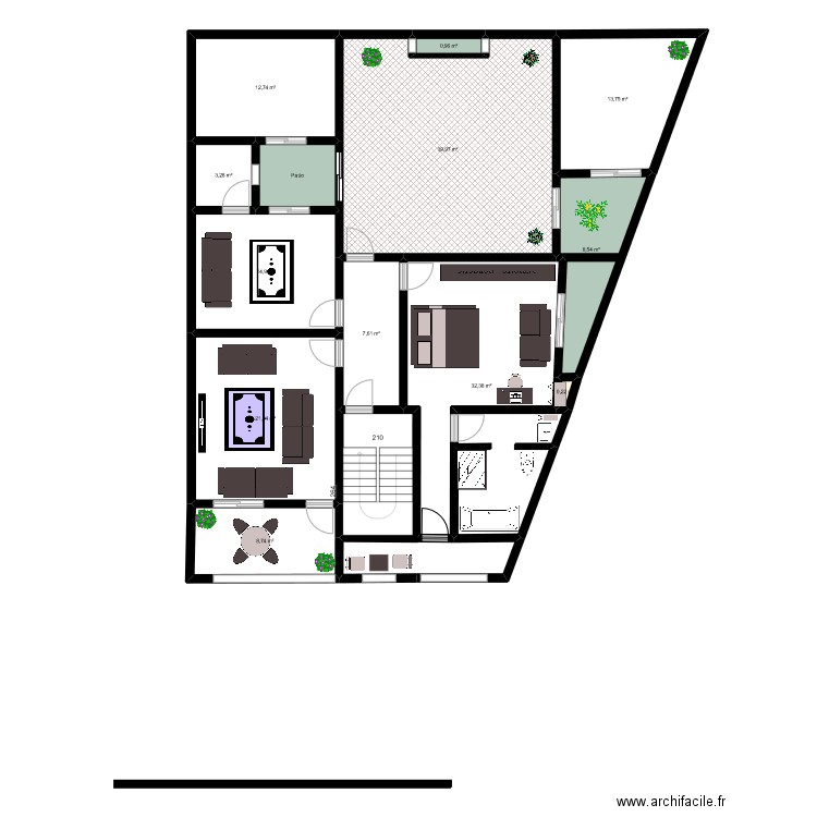 1er etage/1. Plan de 13 pièces et 183 m2