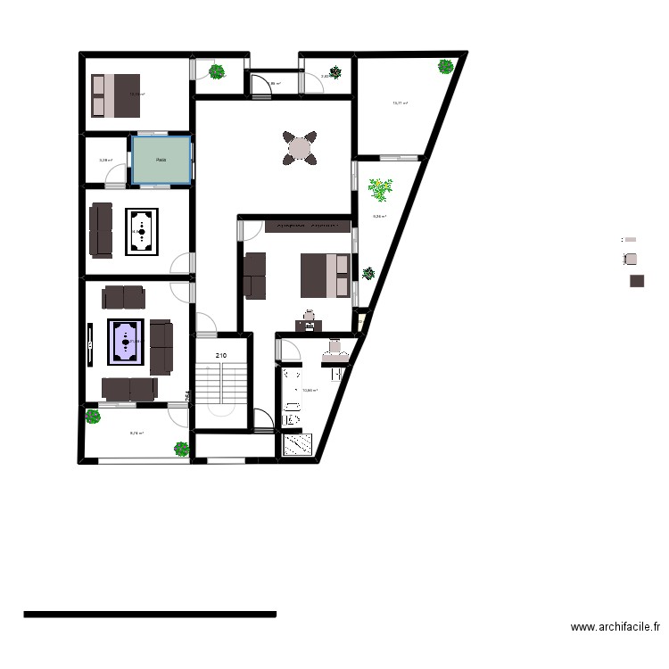 1er etage/1. Plan de 13 pièces et 107 m2