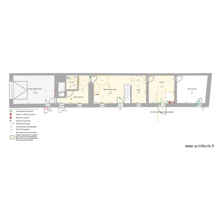 Manoir-LDH-RDC-incendie-fin. Plan de 9 pièces et 101 m2
