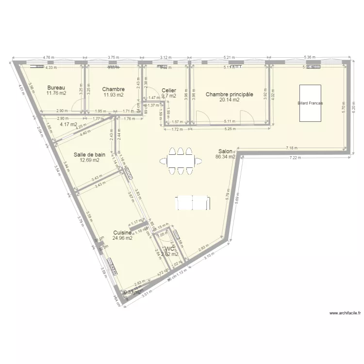 loft avec ouverture cuisine. Plan de 
