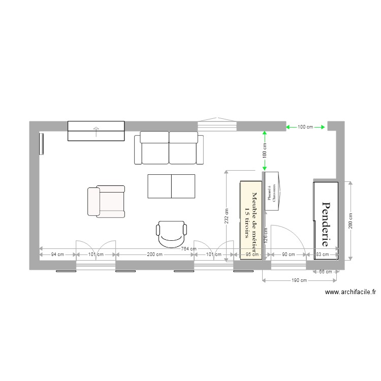 Salon et entrée V2. Plan de 0 pièce et 0 m2