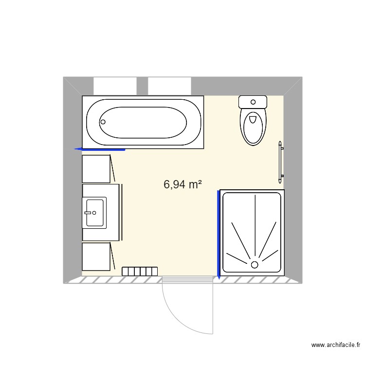 salle de bain. Plan de 1 pièce et 7 m2