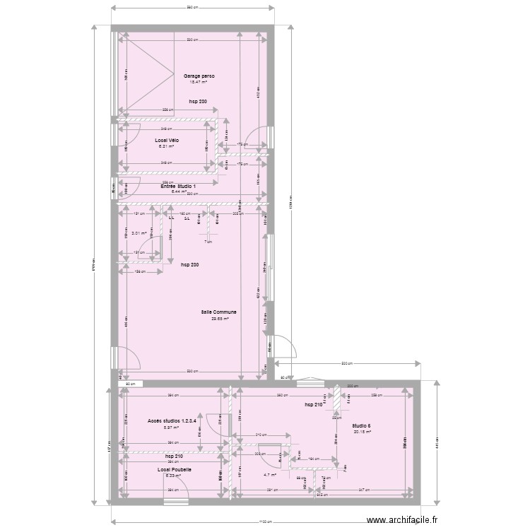 Salle commune Studio ZONE 3. Plan de 0 pièce et 0 m2