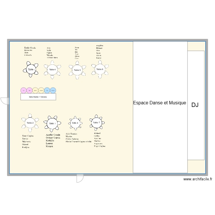 Plan de table . Plan de 1 pièce et 368 m2