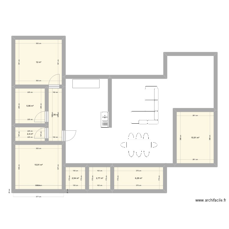 malijai. Plan de 9 pièces et 58 m2