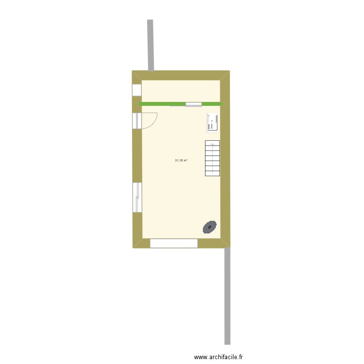 Rehabilitation. Plan de 2 pièces et 63 m2