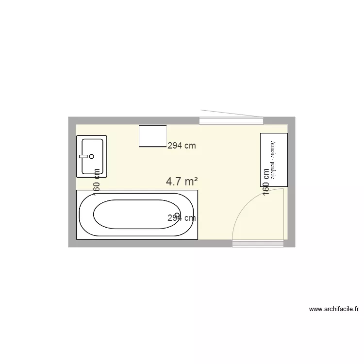 Salle de bain existante Tissot Dupont. Plan de 