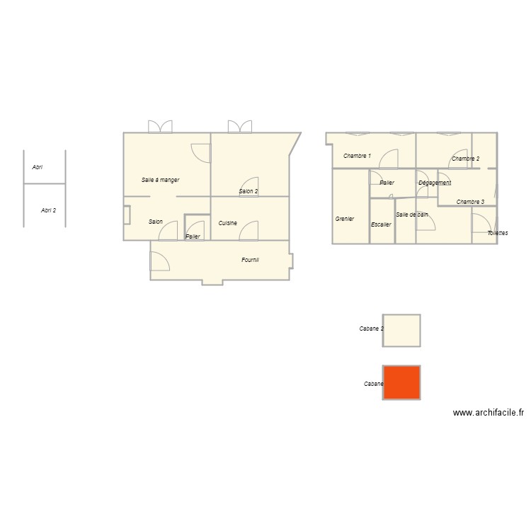 Croquis_ROQUES. Plan de 18 pièces et 78 m2