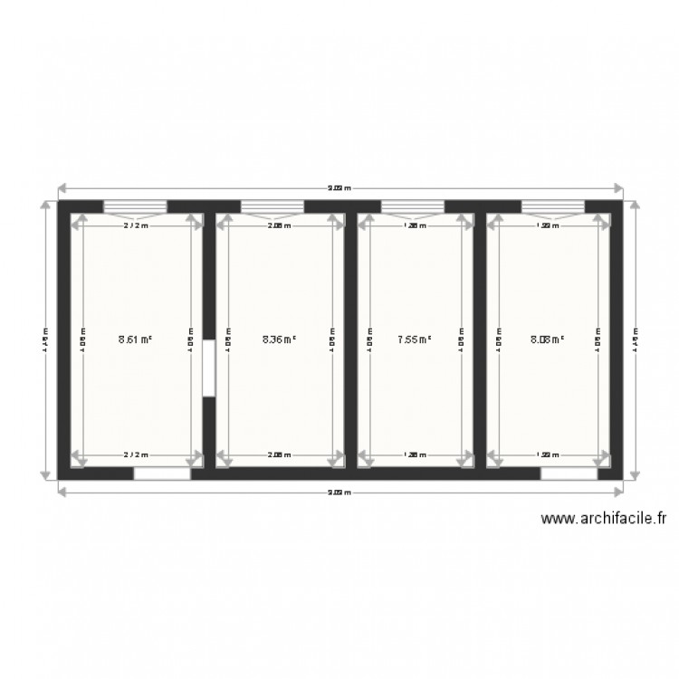 Centre de loisirs 7 frères. Plan de 4 pièces et 33 m2