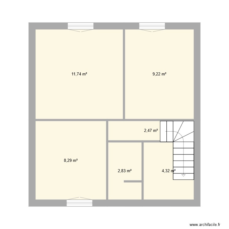 bizet2. Plan de 6 pièces et 39 m2