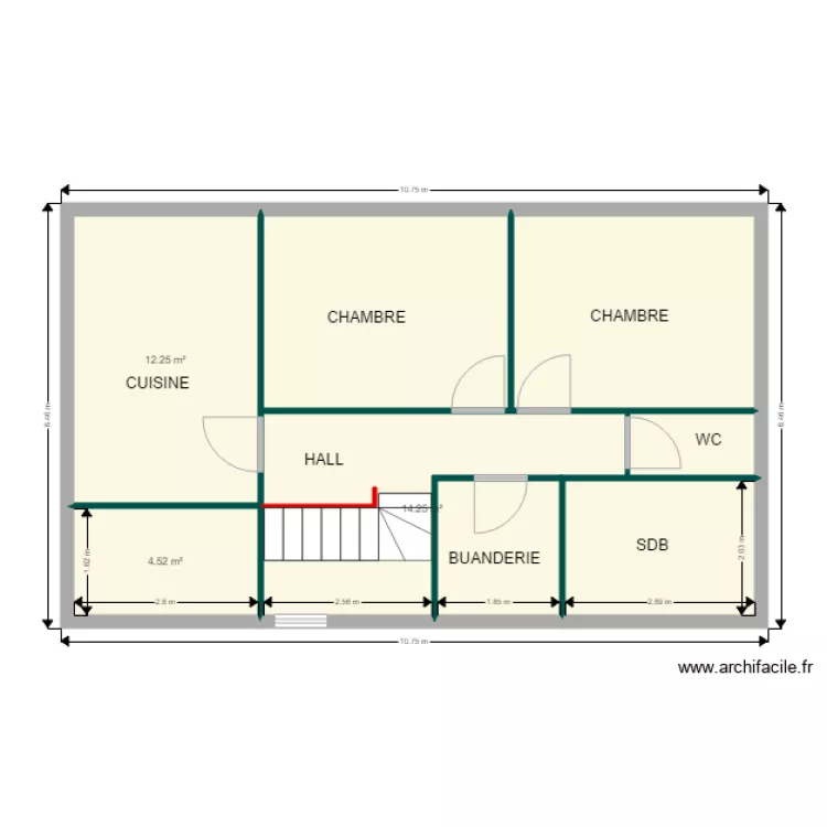 ETAGE apres travaux escalier. Plan de 
