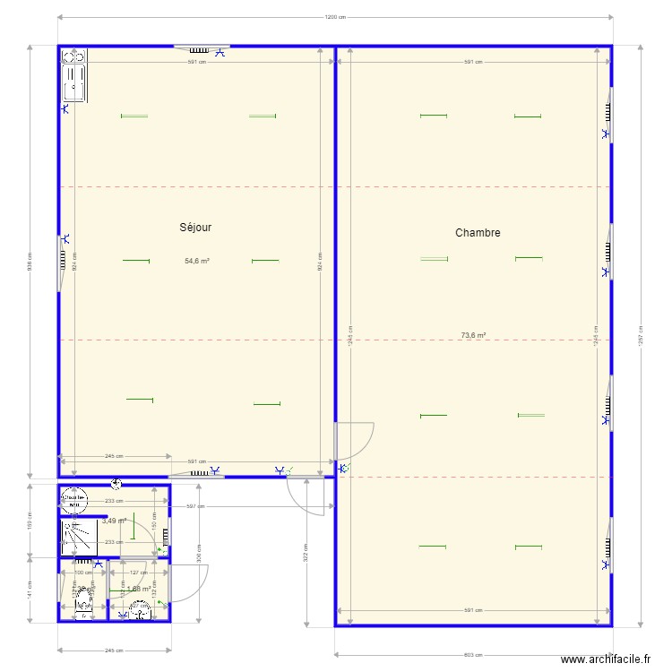 Florian Bolterys. Plan de 5 pièces et 135 m2