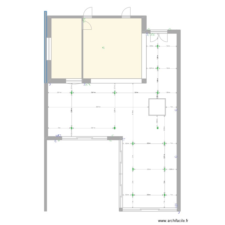 Rambouillet new electricite. Plan de 2 pièces et 42 m2