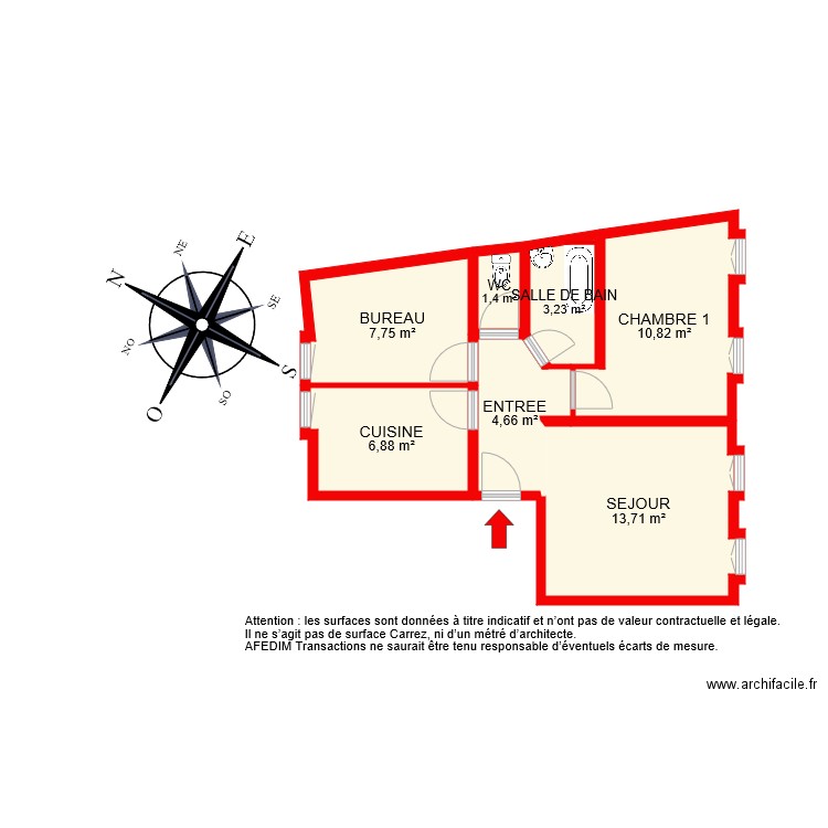 BI 6771. Plan de 7 pièces et 48 m2