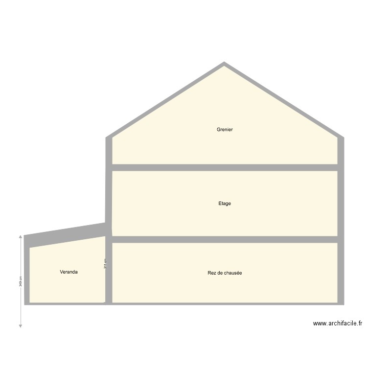 Plan de coupe projet 2. Plan de 4 pièces et 68 m2