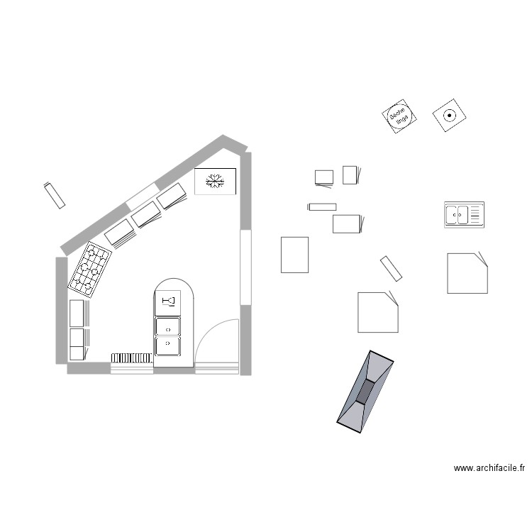 CUISINE ALBA PROJET PLAN CUISSON ANGLE. Plan de 0 pièce et 0 m2