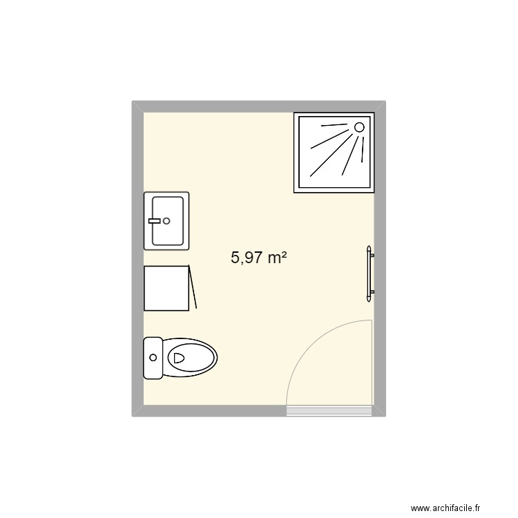 leopold SDB. Plan de 1 pièce et 6 m2