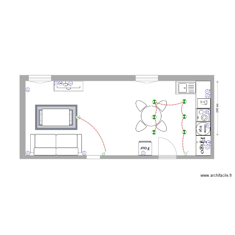 salon cuisine . Plan de 0 pièce et 0 m2