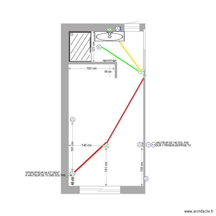 PLAN ELECTRIQUE CHAMBRE PARENTALE. Plan de 0 pièce et 0 m2