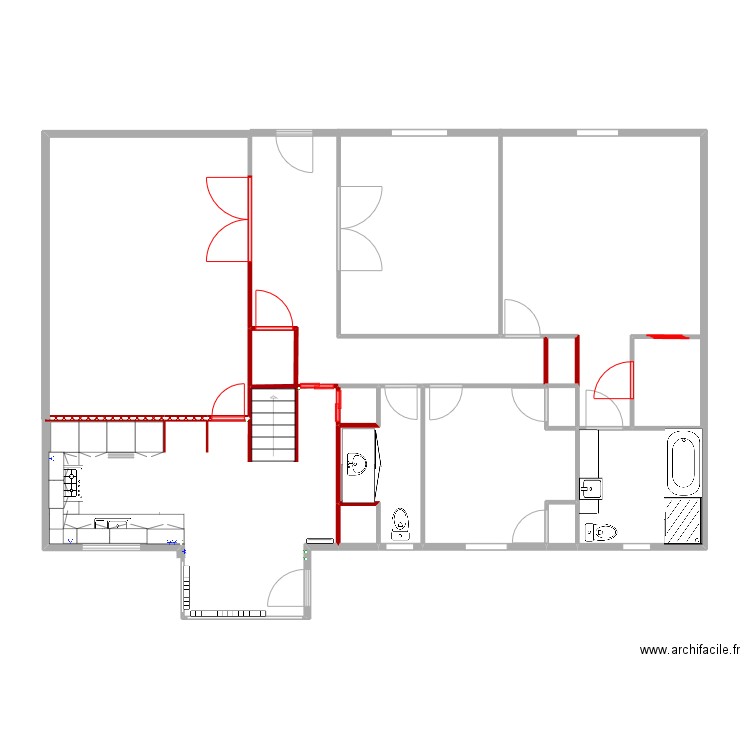 1696 Parc Cuisine - Couloir. Plan de 4 pièces et 6 m2