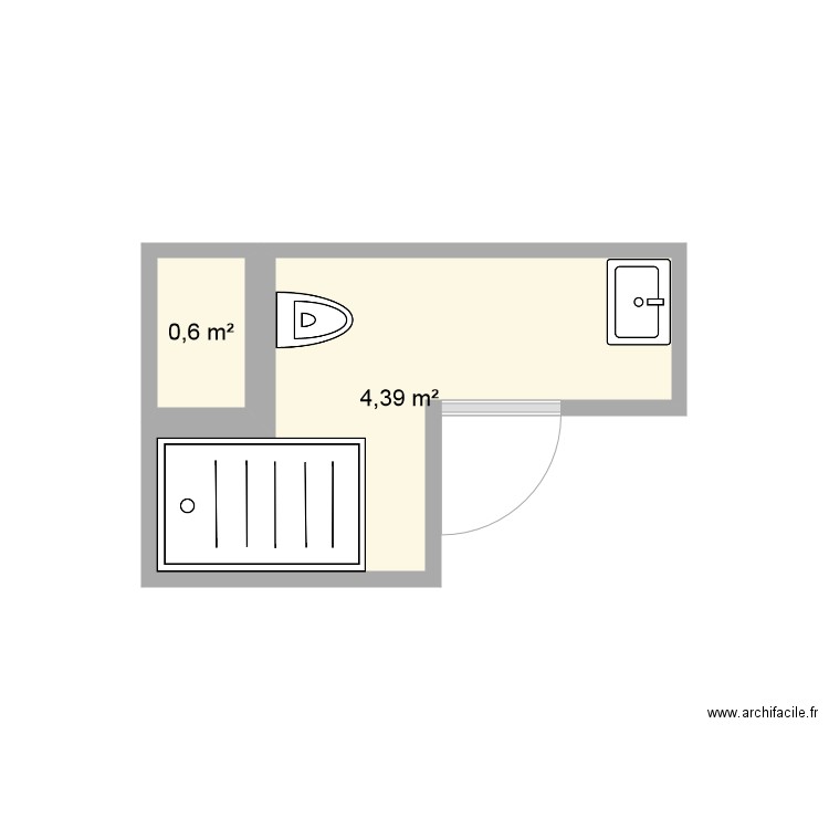 Plan SDB 1er etage projet - Plan 2 pièces 5 m2 dessiné par Ballatus