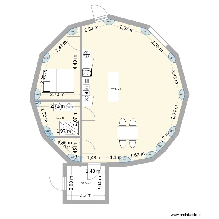 Yourte vide. Plan de 0 pièce et 0 m2