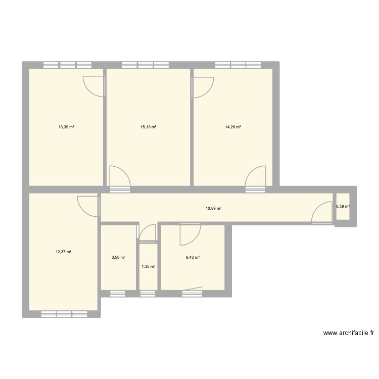 15eme empty. Plan de 9 pièces et 78 m2