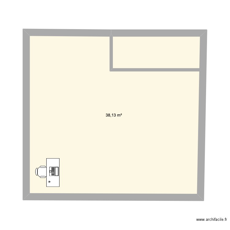 Bureau. Plan de 1 pièce et 38 m2