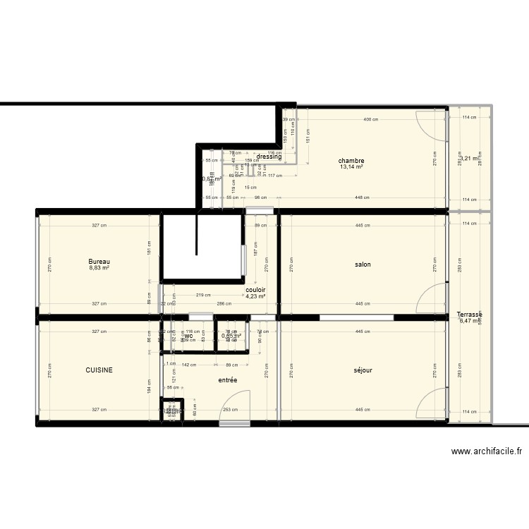 appart4. Plan de 14 pièces et 79 m2