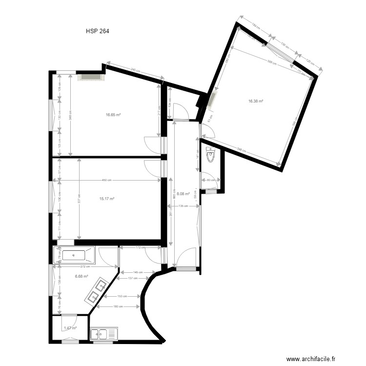 existant justine. Plan de 0 pièce et 0 m2