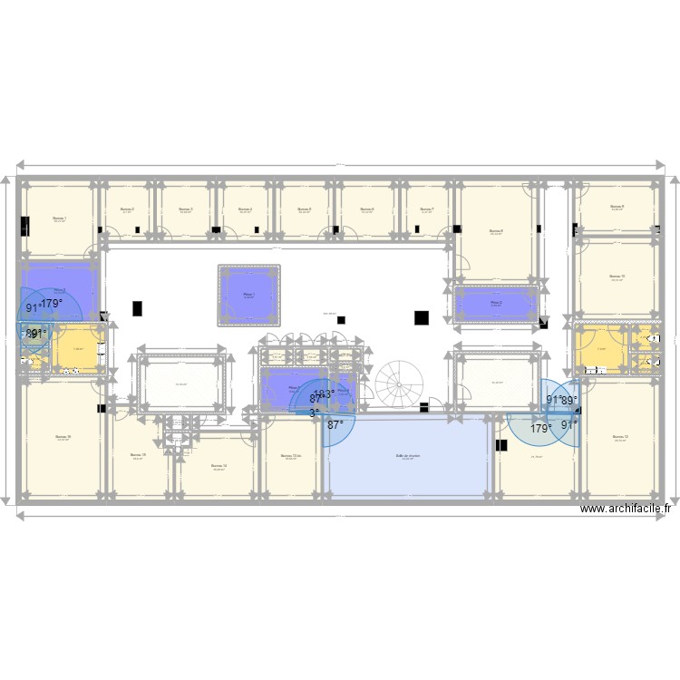 8 Vernier actuel. Plan de 37 pièces et 587 m2