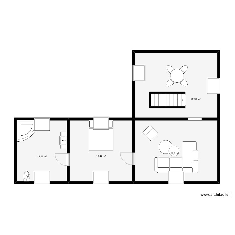 +2 place des comtes. Plan de 4 pièces et 74 m2