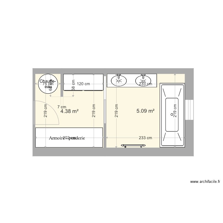 Salle de bains Richelieu 2. Plan de 0 pièce et 0 m2