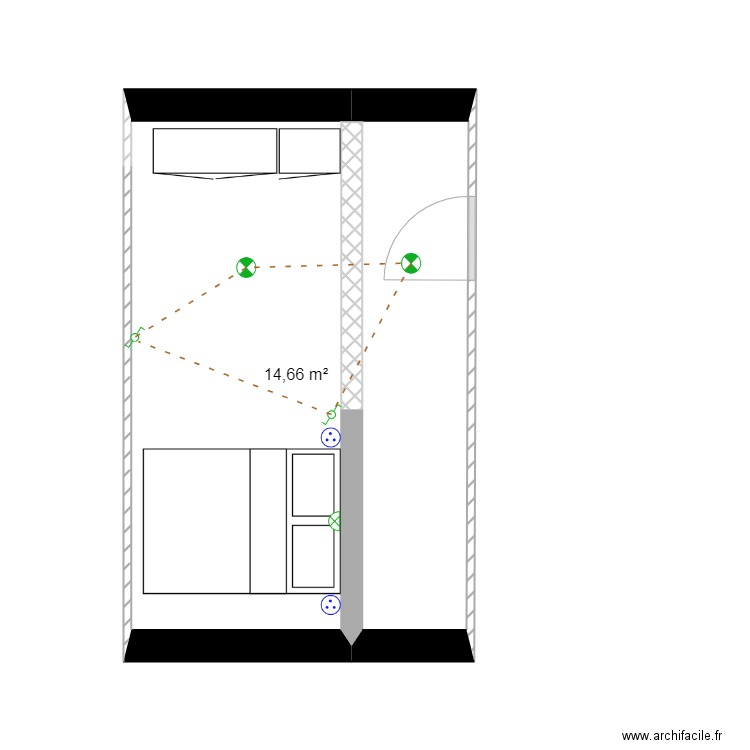 Plan Electricité 2D Mezzanine Laure Perret. Plan de 1 pièce et 15 m2