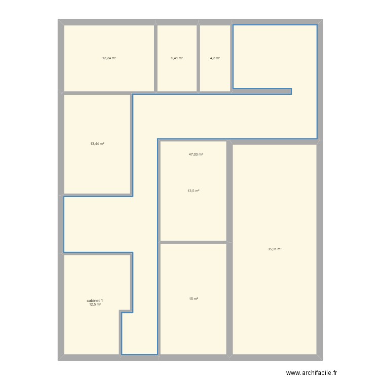 cabinet 1. Plan de 9 pièces et 159 m2