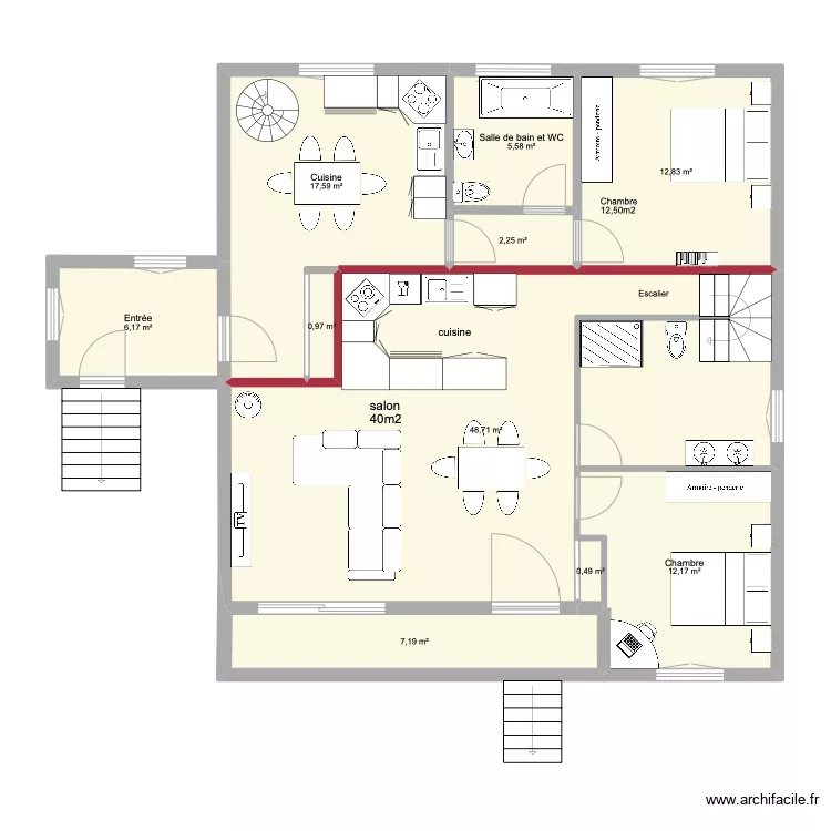 CONFLANS RDC MEUBLE. Plan de 