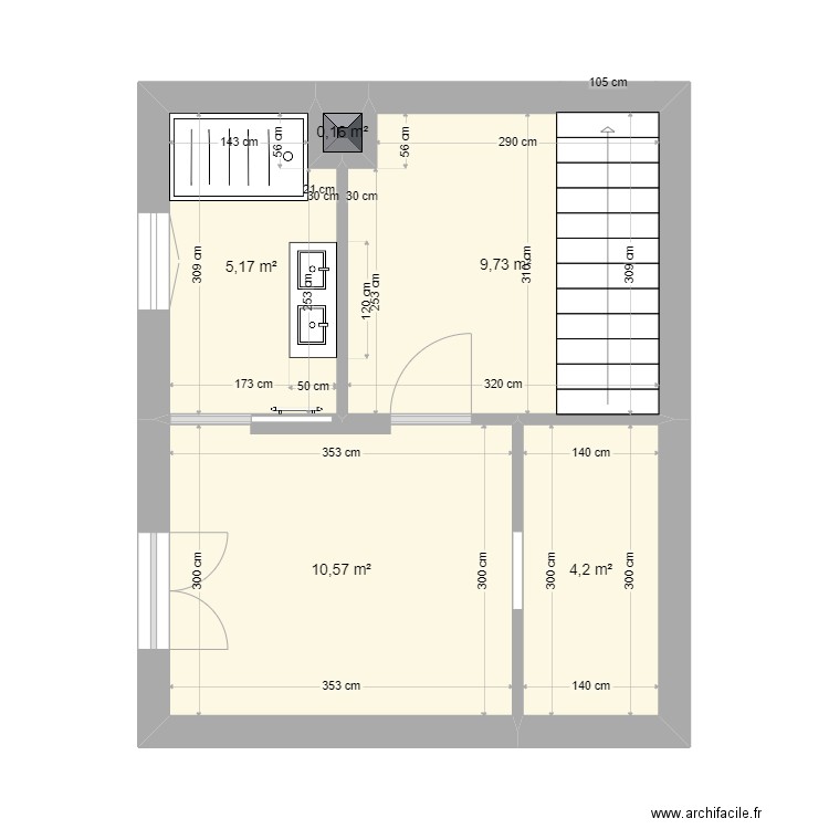 etage  2. Plan de 5 pièces et 30 m2
