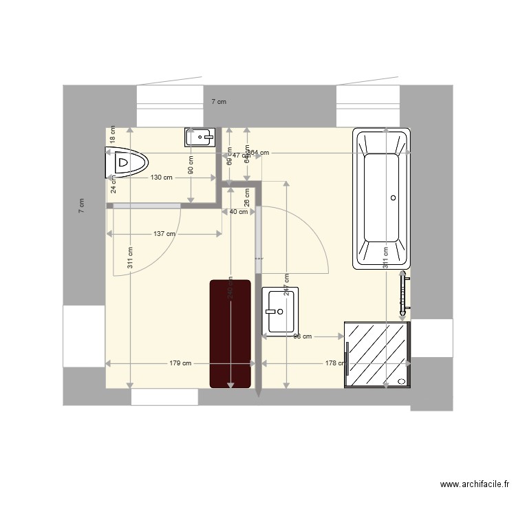 salle de bains rdc 7 avril 2021 2ème. Plan de 0 pièce et 0 m2