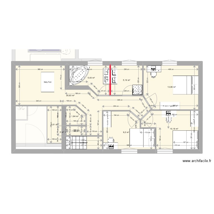 Grandparigny - Projet 2. Plan de 22 pièces et 220 m2
