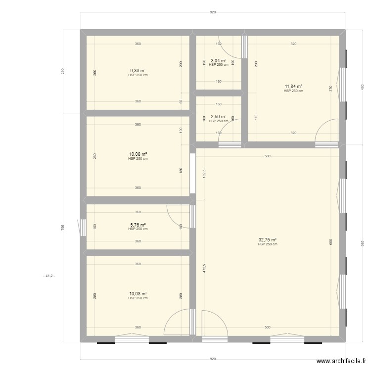 g36. Plan de 8 pièces et 85 m2