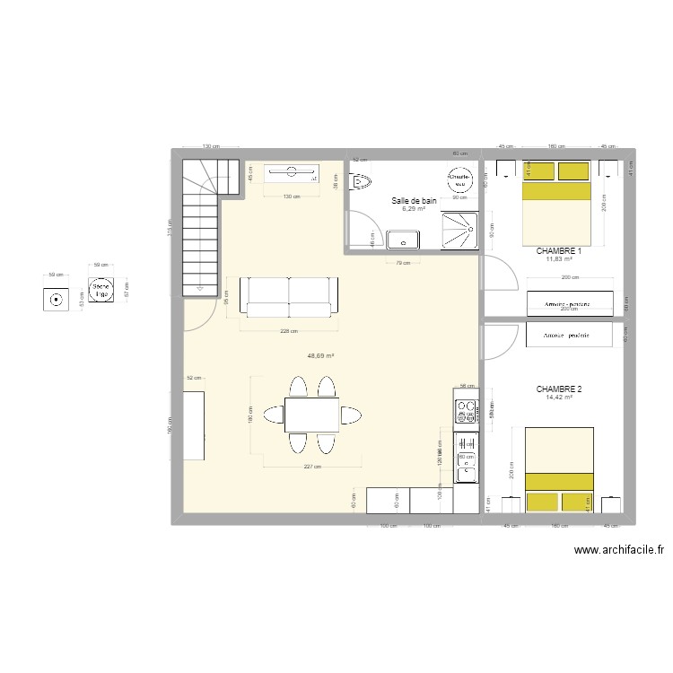 APPARTEMENT 1 v23. Plan de 5 pièces et 125 m2