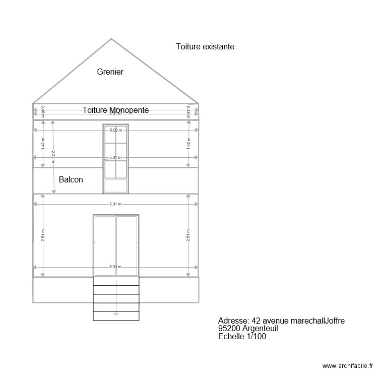 Façade 2D Coté Jardin Modifiée. Plan de 0 pièce et 0 m2