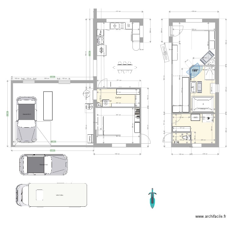 Nuuna avec Aile Gauche et Droite et Garages. Plan de 0 pièce et 0 m2