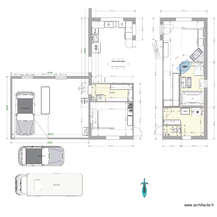 Nuuna avec Aile Gauche et Droite et Garages. Plan de 